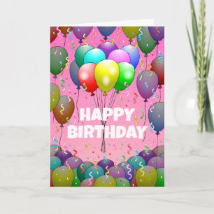 Ballons und Confetti auf der Geburtstagskarte Karte