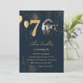 Ballons und Feuerwerke zum 70. Geburtstag Einladung (Stehend Vorderseite)