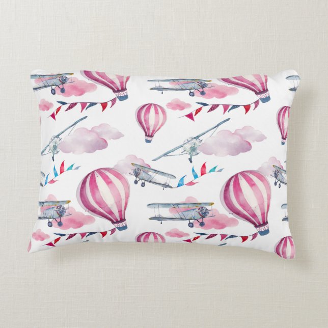 Ballons und Flugzeuge Dekokissen (Rückseite)