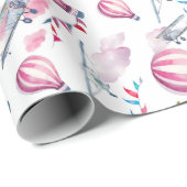 Ballons und Flugzeuge Geschenkpapier (Rolleneckpunkt)