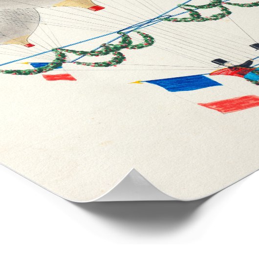 Ballons und französische Flagge Poster (Ecke)