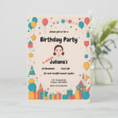 Ballons und Geschenke - Party-Themendesign Einladung (Stehend Vorderseite)