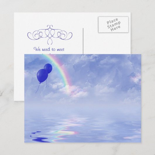 Ballons und Regenbogen Postkarte (Vorne/Hinten)