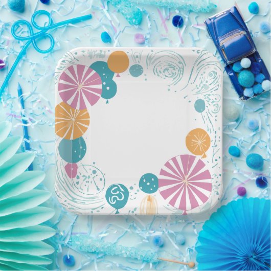 Ballons und Sterne Pappteller (Party)