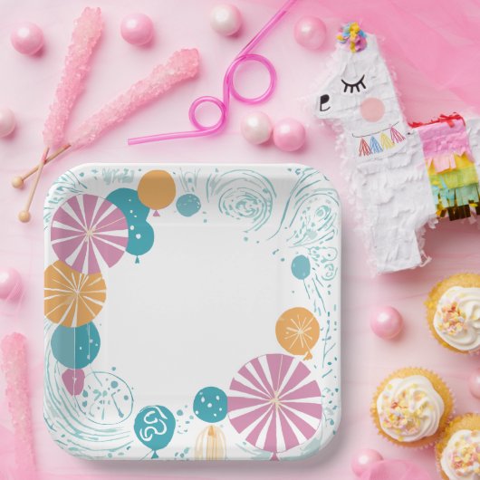 Ballons und Sterne Pappteller (Party)