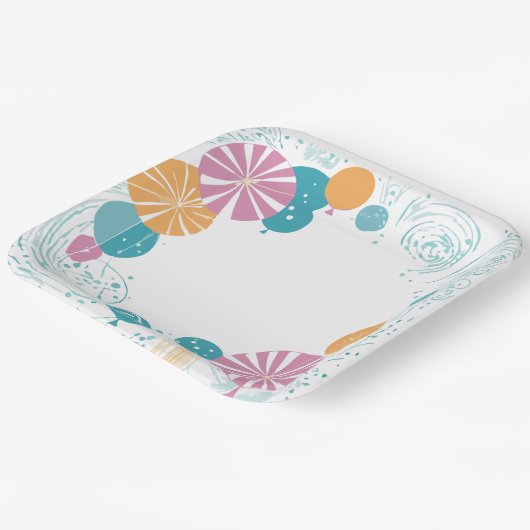 Ballons und Sterne Pappteller (Gewinkelt)