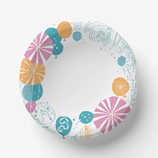 Ballons und Sterne Pappteller (Vorderseite)