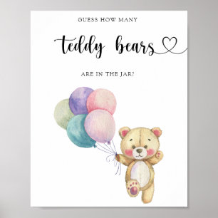 Ballons von Teddy Bear - raten Sie, wie viele Tedd Poster