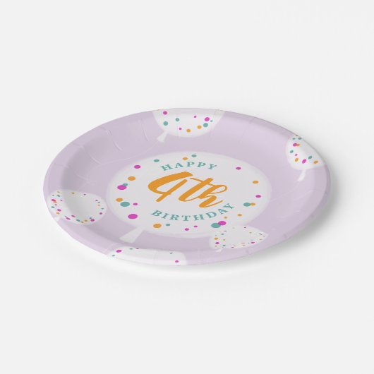 Ballons zum Geburtstag, anpassbare Teller lilac (Schrägansicht)