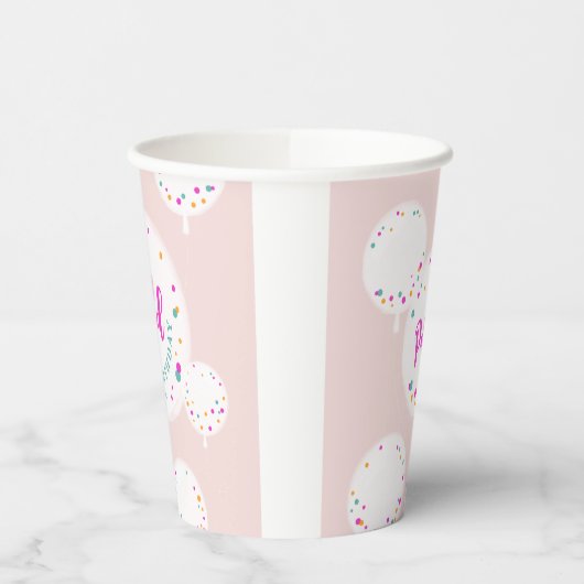 Ballons zum Geburtstag, personalisierbare Papierta Pappbecher (Links)