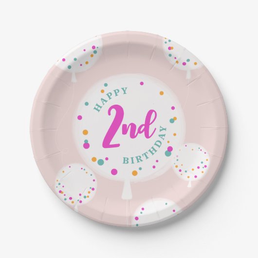 Ballons zum Geburtstag, personalisierbare Teller a (Vorderseite)