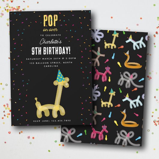 Ballontiere Giraffe Kinder Geburtstagsfeier Thema Einladung