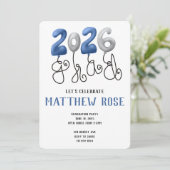 Balloon 2026 Grad Invitation Einladung (Stehend Vorderseite)