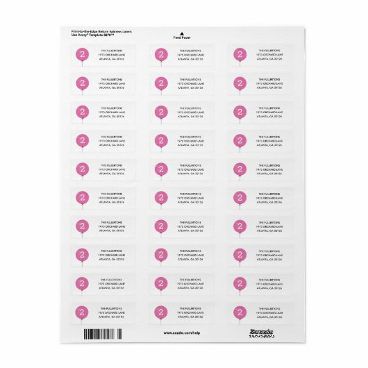Balloon Address Label - Fuchsia (Vorne)