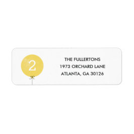 Balloon Address Label - Lemon