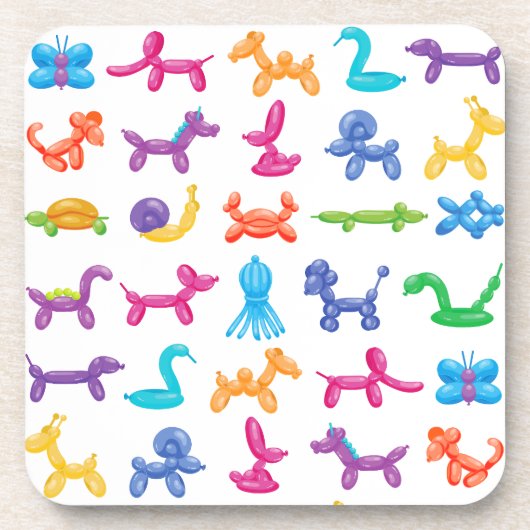 Balloon Animal Color Pattern - Kids & Clown Party Getränkeuntersetzer (Vorderseite)