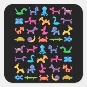 Balloon Animal Color Pattern - Kids & Clown Party Quadratischer Aufkleber (Vorderseite)