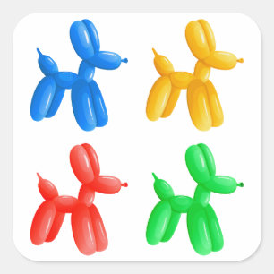 Balloon Animal Color Pattern - Kids & Clown Party Quadratischer Aufkleber