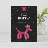 Balloon Animals Dog Kids Birthday Party Theme Einladung (Stehend Vorderseite)