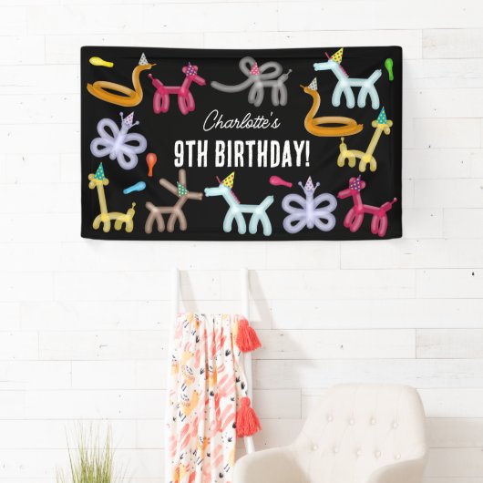 Balloon Animals Kids Birthday Party Theme Banner (Insitu)