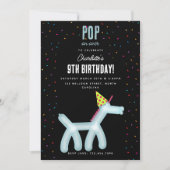 Balloon Animals Unicorn Kids Birthday Party Theme Einladung (Vorderseite)