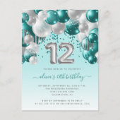 Balloon Arch Aquamarin Silver 12. Geburtstagsparty Postkarte (Vorderseite)