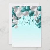 Balloon Arch Aquamarin Silver Quinceañera Einladung (Rückseite)