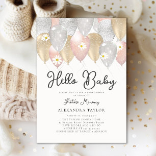 Balloon Arch Daisy Pink Gold Boho Girl Babydusche Einladung