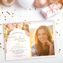 Balloon Arch Pink & Gold Foto Sweet 16 Party