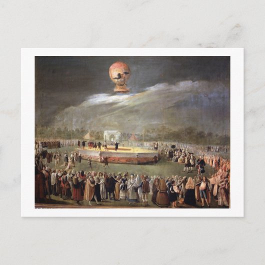Balloon Ascension in the Gardens of Aranjuez, c.17 Postkarte (Vorderseite)
