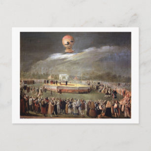 Balloon Ascension in the Gardens of Aranjuez, c.17 Postkarte
