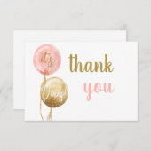 Balloon Baby Dusche Girl Twins Danke Karte (Vorne/Hinten)