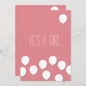 Balloon Baby Girl Einladung (Vorne/Hinten)