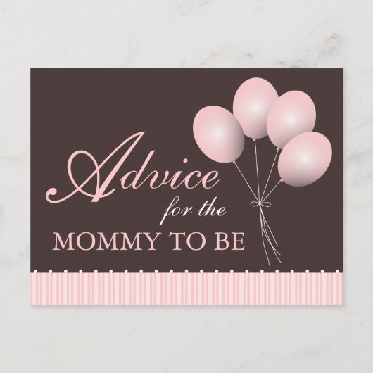 Balloon Baby Shower Advice for Mommy to Be Hinweiskarte (Vorderseite)