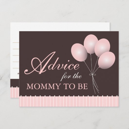 Balloon Baby Shower Advice for Mommy to Be Hinweiskarte (Vorne/Hinten)