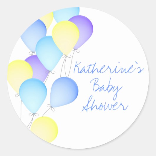 Balloon Baby Shower Runder Aufkleber (Vorderseite)