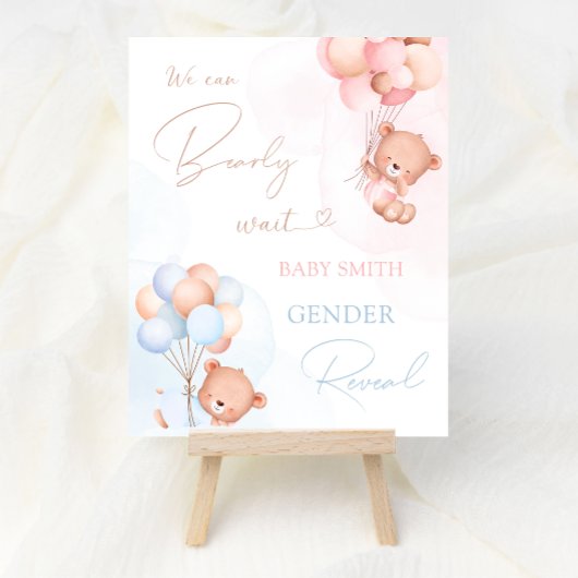 Balloon Bear Baby Gender Reveal Party Begrüßungsze Poster