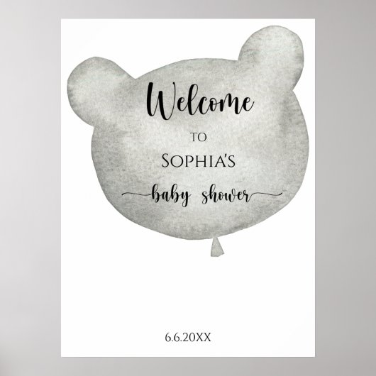 Balloon Bear Willkommen Poster (Vorne)
