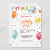 Balloon Birthday Bash Einladung (Vorderseite)