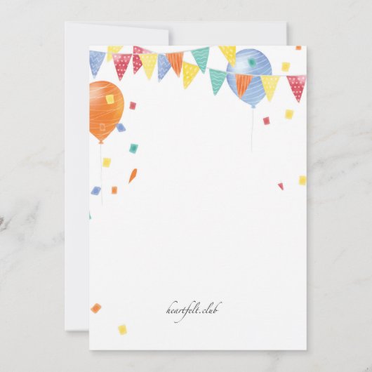 Balloon Birthday Bash Einladung (Rückseite)