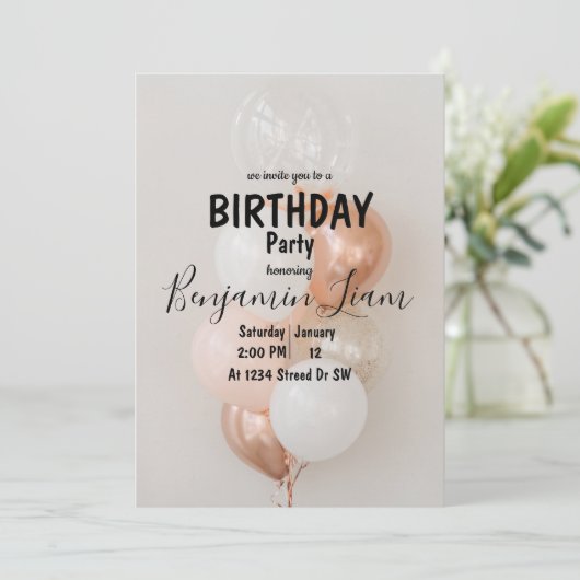 Balloon Birthday Einladung (Stehend Vorderseite)