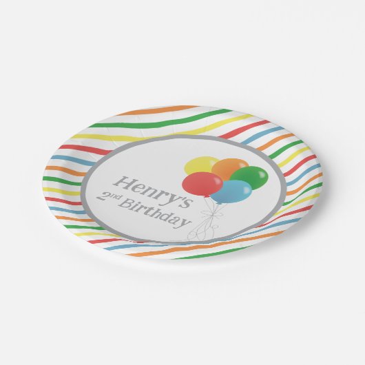 Balloon Birthday Paper Tellers Party Supplies Pappteller (Schrägansicht)