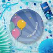 Balloon Birthday Party Dark Blue Pappteller (Party)