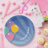 Balloon Birthday Party Dark Blue Pappteller (Party)