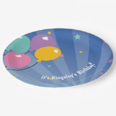 Balloon Birthday Party Dark Blue Pappteller (Schrägansicht)