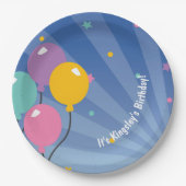 Balloon Birthday Party Dark Blue Pappteller (Vorderseite)
