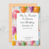 Balloon Birthday Party Einladung (Vorne/Hinten)