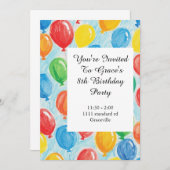 Balloon Birthday Party Einladung (Vorne/Hinten)