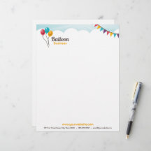 Balloon Birthday Party Letterhead