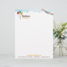 Balloon Birthday Party Letterhead